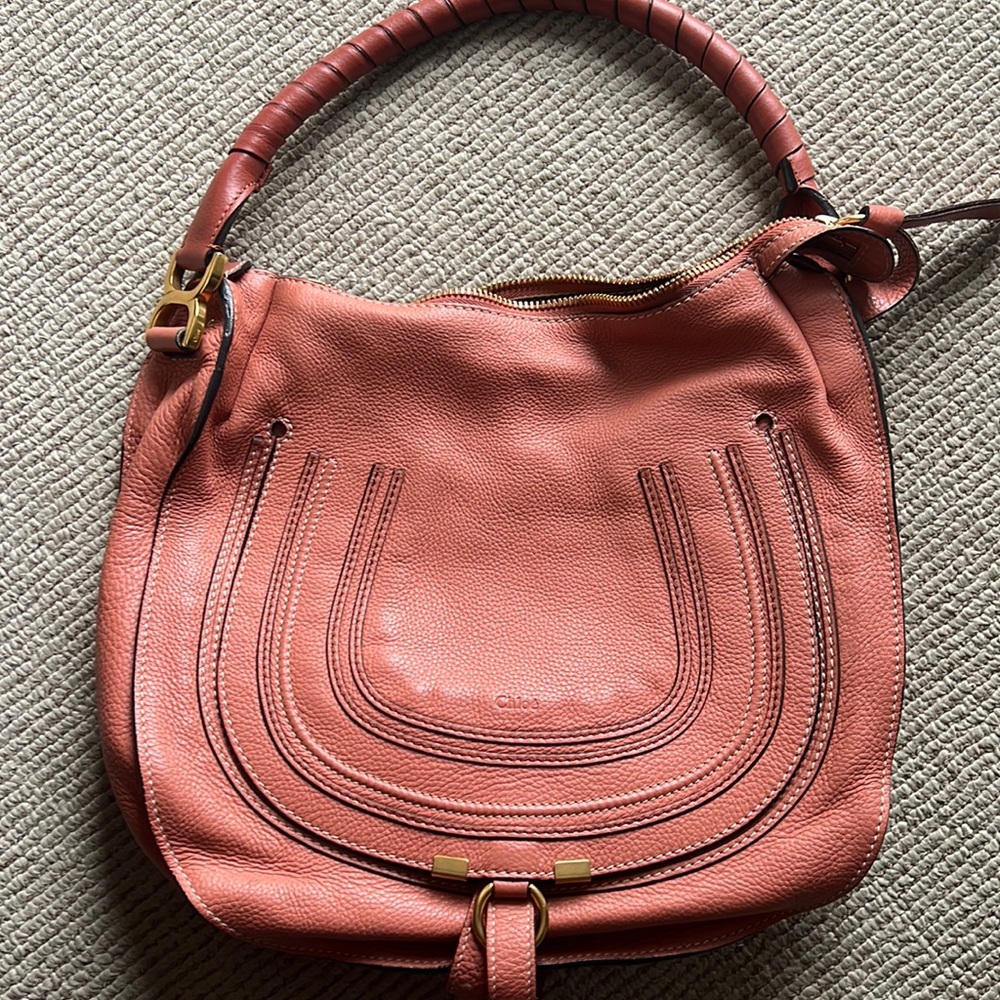 Authentic chloe marcie hobo bag in coral